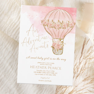 Adventure Awaits Hot Air Balloon Baby Shower Invitation
