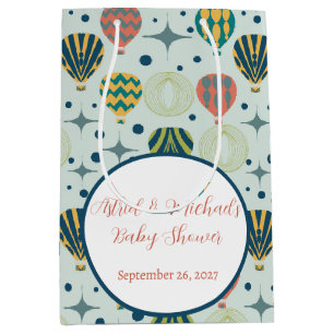Adventure Awaits Hot Air Balloon Blue Baby Shower Medium Gift Bag
