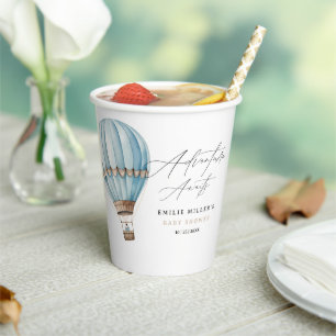 Adventure Awaits Hot Air Balloon Boy Baby Shower Paper Cups