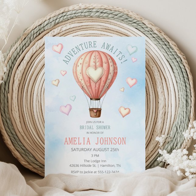 Adventure Awaits Hot Air Balloon Bridal Shower Invitation (Adventure Awaits Hot Air Balloon Bridal Shower Invitation)