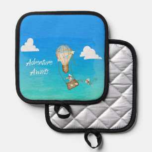 Adventure Awaits Hot Air Balloon Monkey Animals  Pot Holder