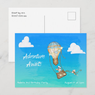 Adventure Awaits Hot Air Balloon Monkey Postcard