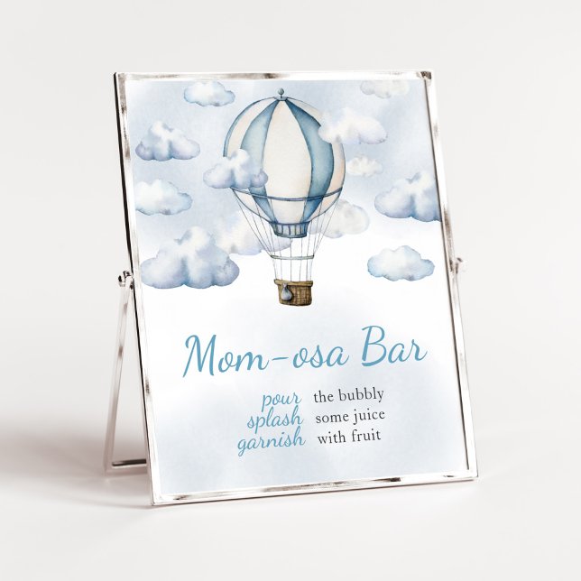 Adventure Awaits Hot Air Balloon Mum Osa Bar Poster (Adventure Awaits Baby Shower  Mom Osa Bar Sign)