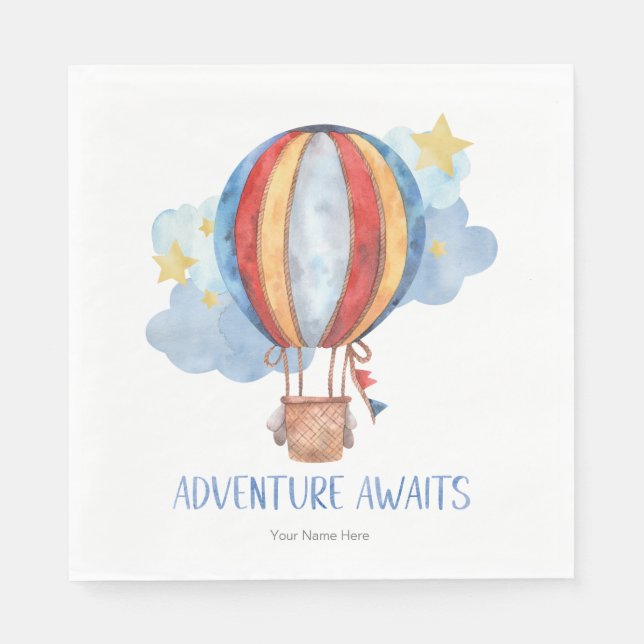 Adventure Awaits Hot Air Balloon Nursery Baby Kids Napkin (Front)
