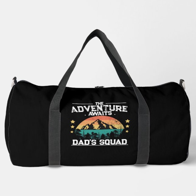 Adventure Awaits, I'm the Camping Dad, DAD's SQUAD Duffle Bag (Front)