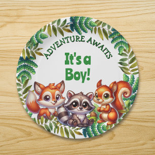 Adventure Awaits It's a Boy Baby Shower Paper Plate