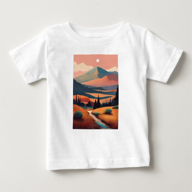 Adventure Awaits: Kids' T-Shirt with Mountain Land (Front)