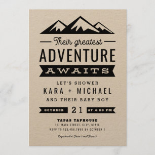 Adventure Awaits Kraft Baby Shower Invitation