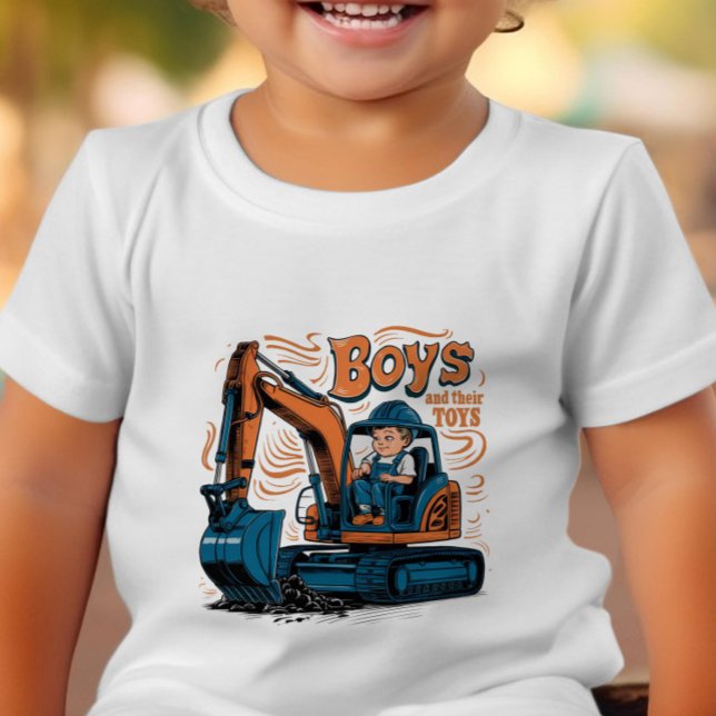 Adventure Awaits: Little Boy in Bulldozer Toddler T-Shirt (Creator Uploaded)