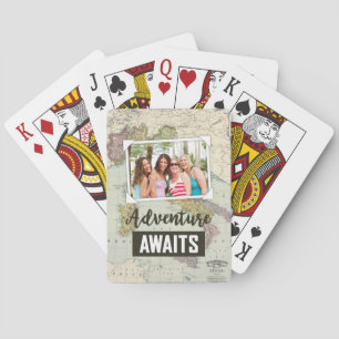 Adventure Awaits Map   Upload Your Own Photos Playing Cards