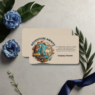 Adventure Awaits Modern Globe Baby Shower Enclosure Card