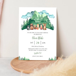 Adventure Awaits Mountain Baby Shower Invitation
