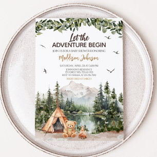 Adventure Awaits Mountain Baby Shower  Invitation