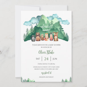 Adventure Awaits Mountain Baby Shower Invitation