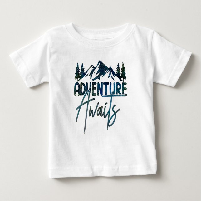 Adventure Awaits, Mountain Baby T-Shirt (Front)