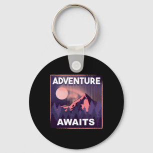 Adventure Awaits Mountain Climbing Outdoor Hiking Key Ring