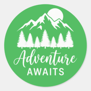 Adventure Awaits Mountain Forest Classic Round Sticker