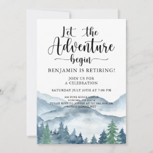 Adventure Awaits Mountain Forest Retirement Party Invitation