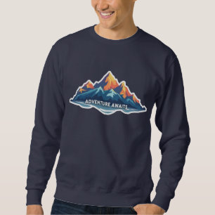 Adventure Awaits Mountain Graphic Navy Sweatshirt