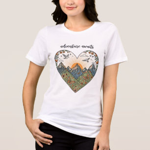Adventure Awaits Mountain Heart T-Shirt Design – B Tri-Blend Shirt