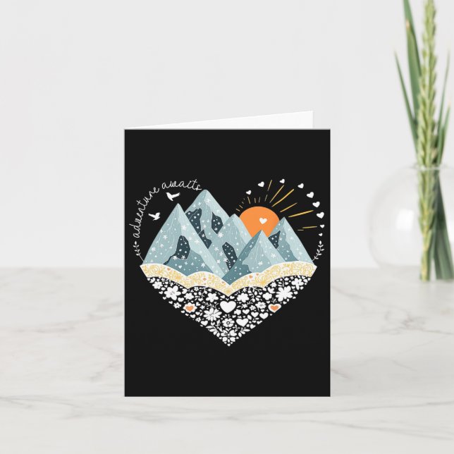 Adventure Awaits Mountain Hiking Camping Nature Lo Card (Front)