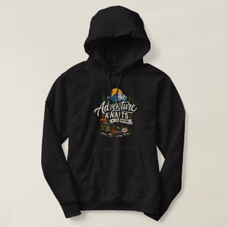 Adventure Awaits Mountain Hiking Outdoor Explorer Hoodie