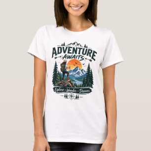 Adventure Awaits Mountain Hiking Outdoor T-Shirt
