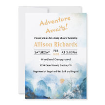 Adventure awaits mountain landscape baby shower