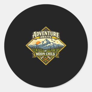 Adventure awaits mountain nature hiking outdoor classic round sticker