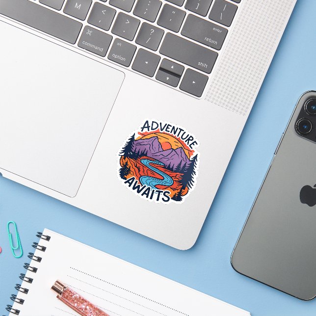 Adventure Awaits - Mountain Scene (Laptop w/ iPhone)