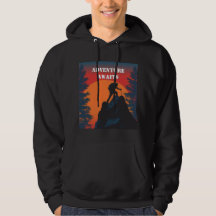 Adventure Awaits Mountain Silhouette Retro Sunset