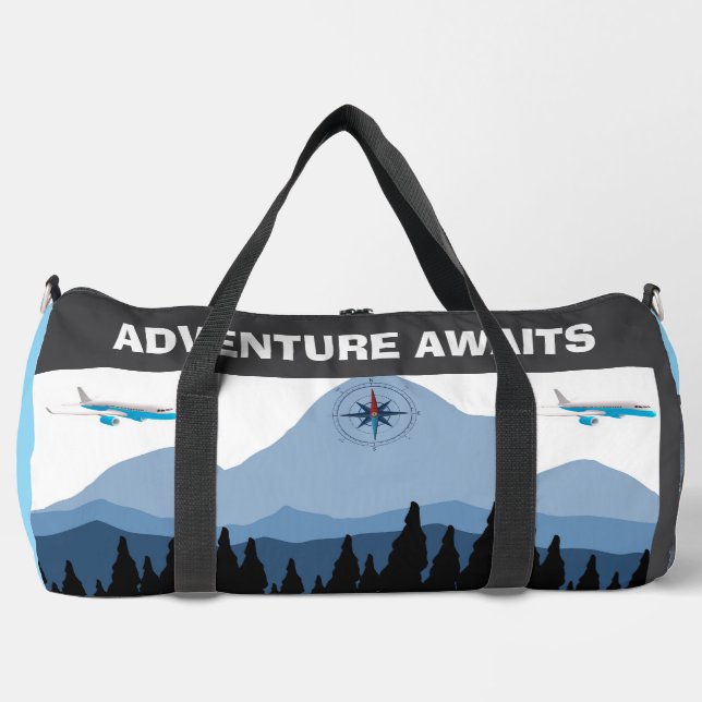 Adventure Awaits Mountain Skyline Travel Bag (Front)