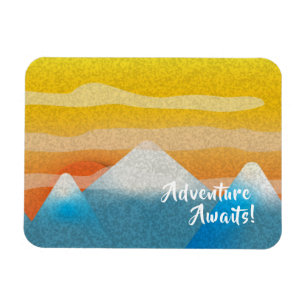 Adventure Awaits Mountain Sunset Magnet