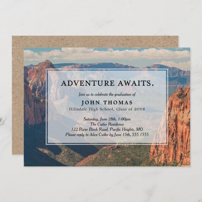 Adventure Awaits Mountain View Party Invitation (Front/Back)