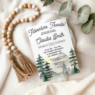 Adventure Awaits! Mountains & Forest Baby Shower Invitation