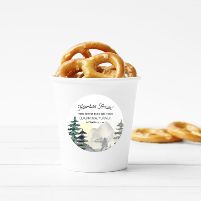 Adventure Awaits! Mountains & Forest Thank You Classic Round Sticker (Creator Uploaded)