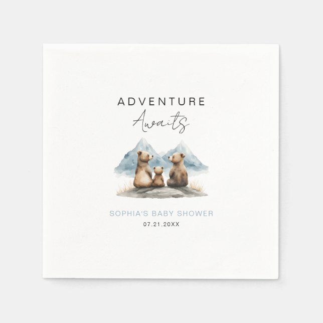 Adventure Awaits Mountains Safari Baby Shower  Napkin (Front)