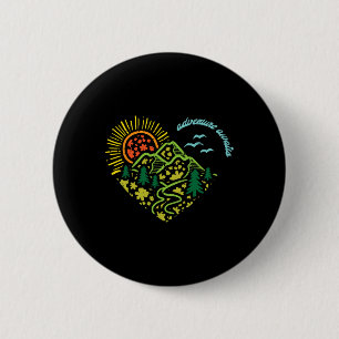 Adventure Awaits Mountains Sun Camping Hiking Wome 6 Cm Round Badge