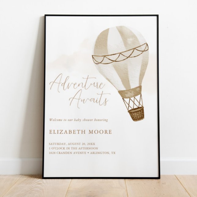 Adventure Awaits Neutral Hot Air Balloon | Welcome Poster (Creator Uploaded)