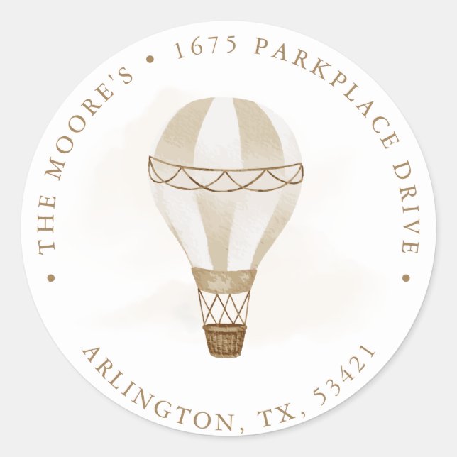 Adventure Awaits Neutral | Return Address Classic Round Sticker (Front)