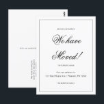 Adventure Awaits New Address Moving Announcement Postcard<br><div class="desc">This simple black and white moving announcement postcard features a classic design with elegant script. This minimalist change of address announcement postcard features a framed border and news of your big move. The back of this basic new address announcement postcard features a custom editable message letting people know their new...</div>