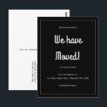 Adventure Awaits New Address Moving Announcement Postcard<br><div class="desc">This simple black and white moving announcement postcard features a classic design with bold script. This minimalist change of address announcement postcard features a framed border and news of your big move. The back of this basic new address announcement postcard features a custom editable message letting people know their new...</div>