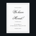 Adventure Awaits New Address Moving Announcement Postcard<br><div class="desc">This simple black and white moving announcement postcard features a classic design with elegant script. This minimalist change of address announcement postcard features a framed border and news of your big move. The back of this basic new address announcement postcard features a custom editable message letting people know their new...</div>