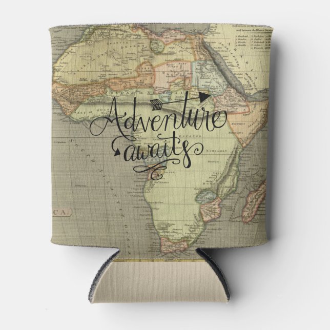Adventure Awaits Old World Map Can Cooler (Front)