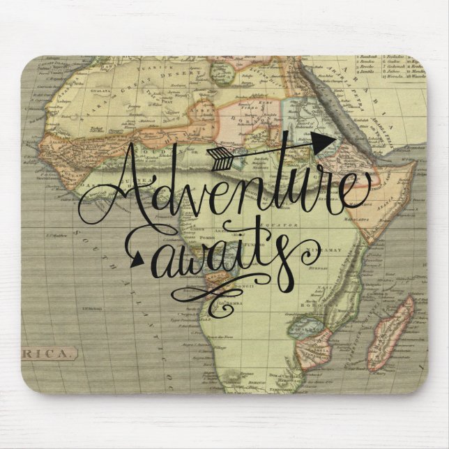 Adventure Awaits Old World Map Mouse Pad (Front)