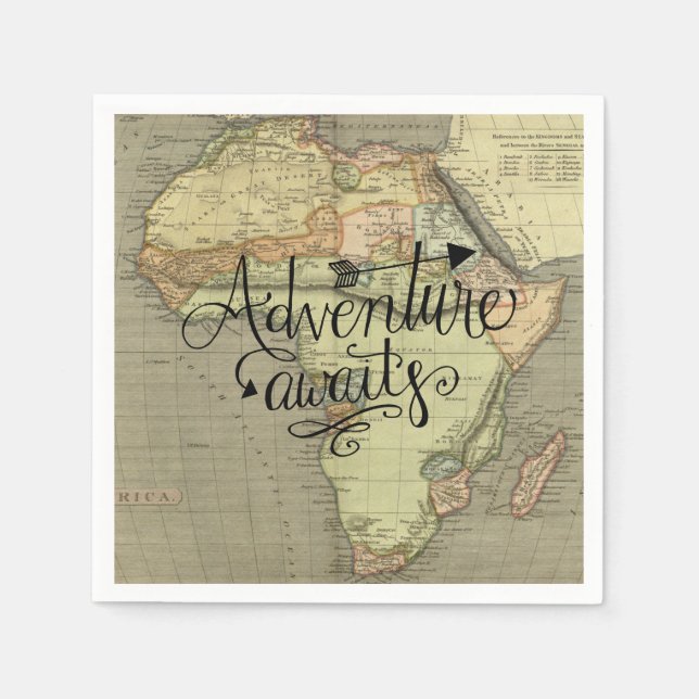 Adventure Awaits Old World Map Napkin (Front)