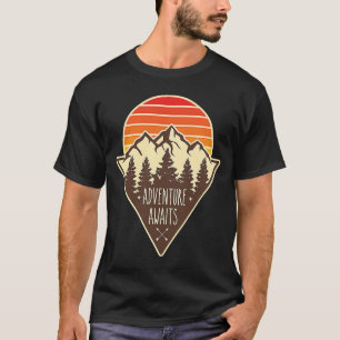 Adventure Awaits, Outdoors Nature Hiking Graphic T-Shirt