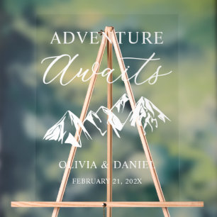 Adventure Awaits Personalized Wedding Acrylic Sign