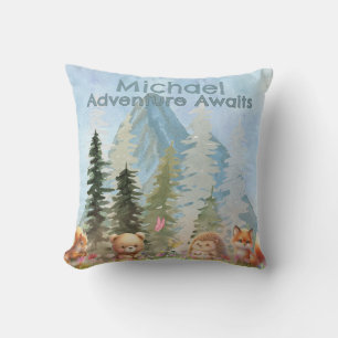 Adventure Awaits Personalized Woodland Animal Gift Cushion