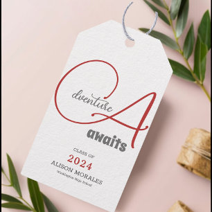 Adventure Awaits Photo Chic Peach Fuzz Graduation Gift Tags